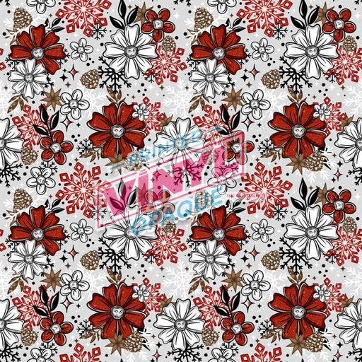 Printed Vinyl - Christmas Florals | Printed Vinyl from The Glitter Guy