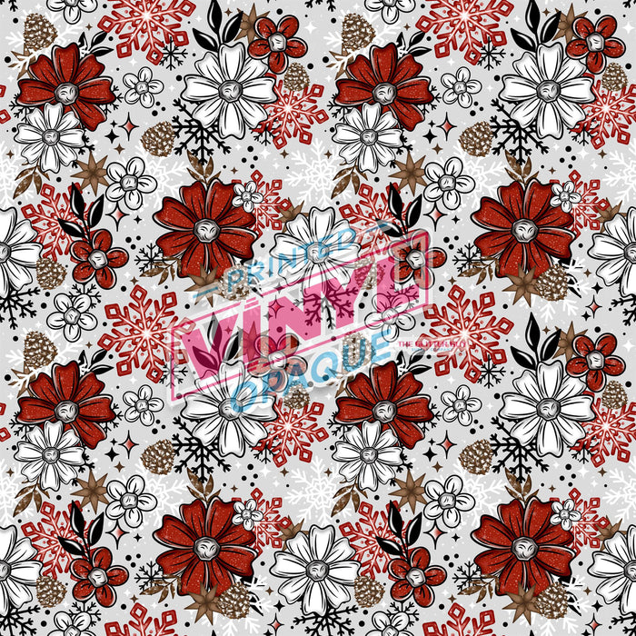 Printed Vinyl - Christmas Florals | Printed Vinyl from The Glitter Guy