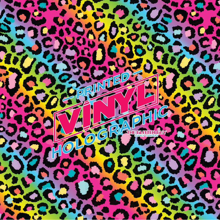 Printed Vinyl - Double Rainbow Leopard | Printed Vinyl from The Glitter Guy