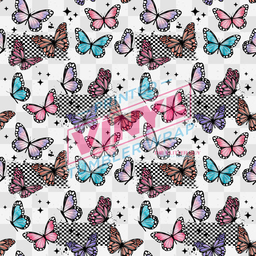 Printed Vinyl - Drippy Butterflies White | Printed Vinyl from The Glitter Guy