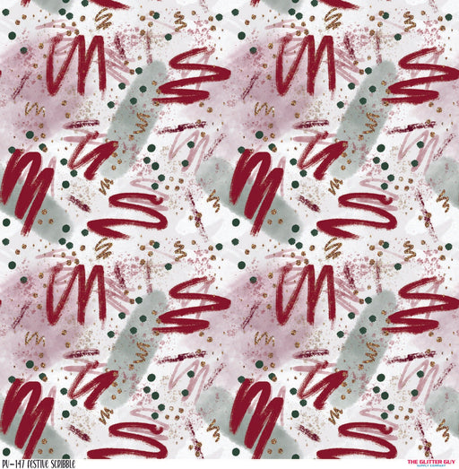 Printed Vinyl - Festive Scribble | Printed Vinyl from The Glitter Guy