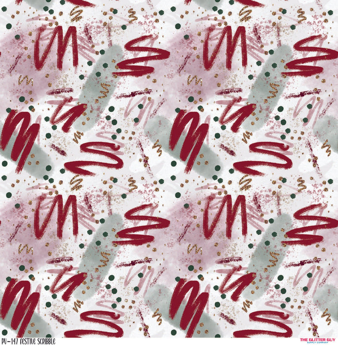 Printed Vinyl - Festive Scribble | Printed Vinyl from The Glitter Guy