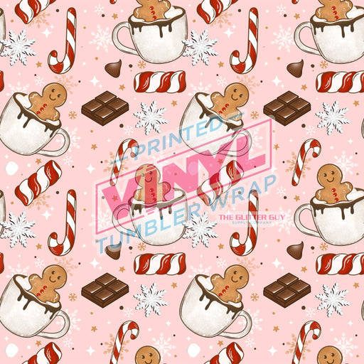Printed Vinyl - Gingerbread Pink Cocoa | Printed Vinyl from The Glitter Guy