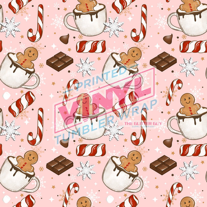 Printed Vinyl - Gingerbread Pink Cocoa | Printed Vinyl from The Glitter Guy