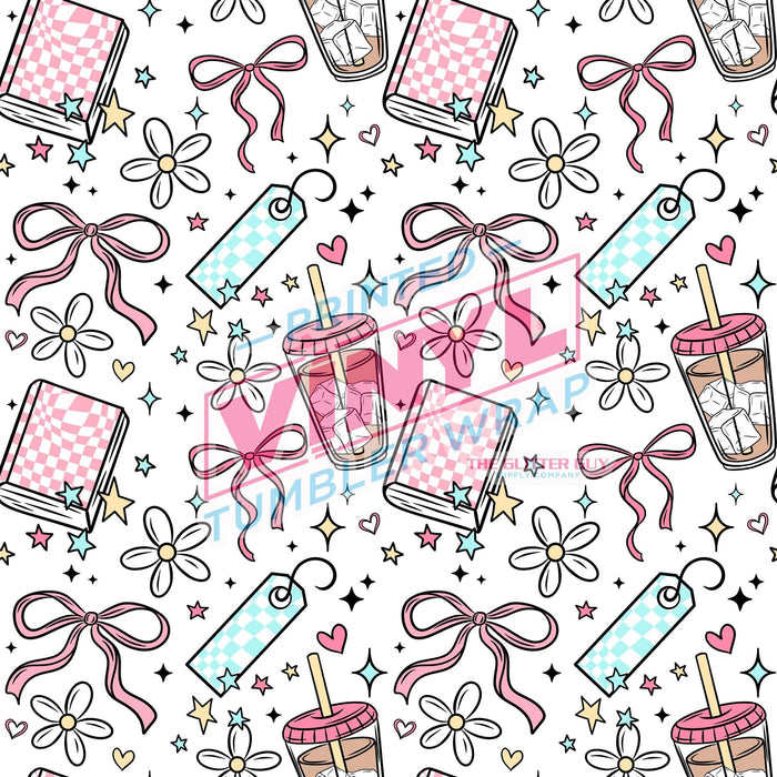 Printed Vinyl - Girly Books & Bows | Printed Vinyl from The Glitter Guy