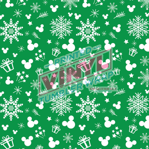 Printed Vinyl - Green Winter Mouse | Printed Vinyl from The Glitter Guy