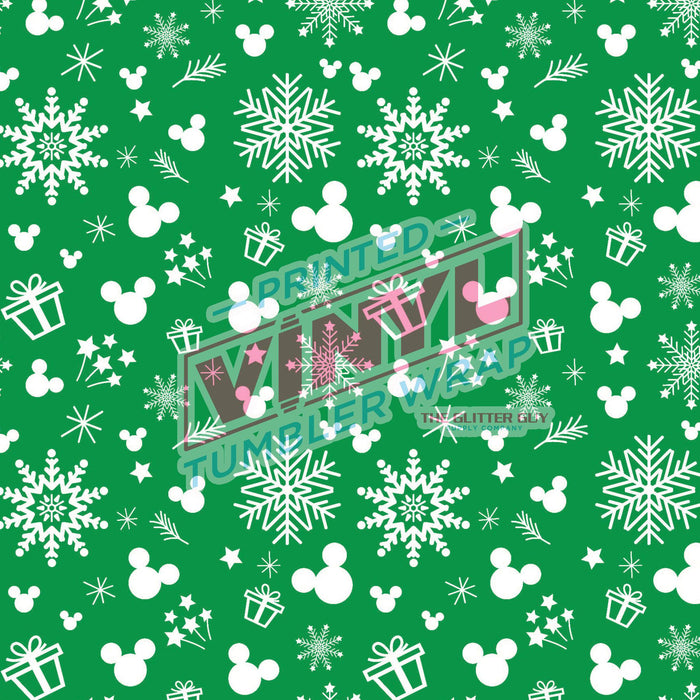 Printed Vinyl - Green Winter Mouse | Printed Vinyl from The Glitter Guy