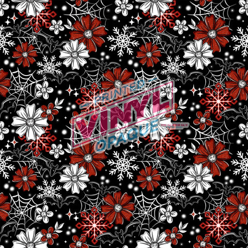 Printed Vinyl - Holiday Bat Florals | Printed Vinyl from The Glitter Guy