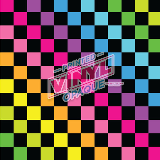 Printed Vinyl - Neon Checkered | Printed Vinyl from The Glitter Guy