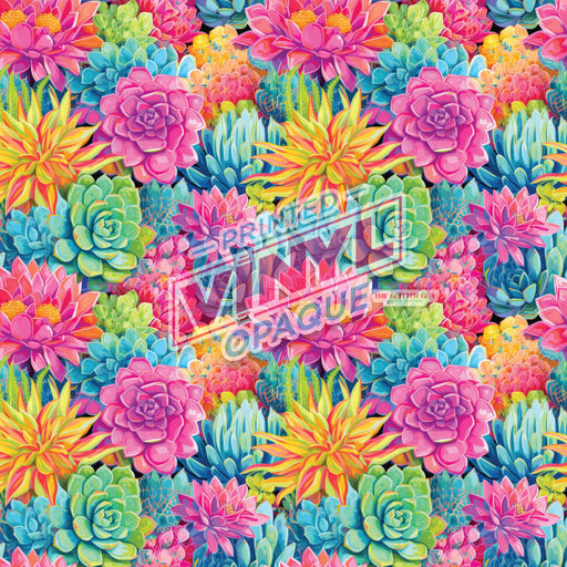 Printed Vinyl - Neon Succulents | Printed Vinyl from The Glitter Guy
