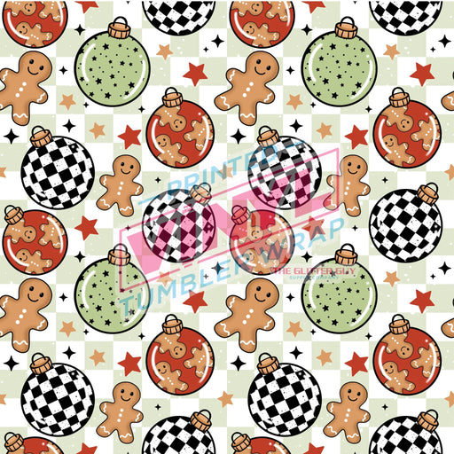 Printed Vinyl - Ornaments Green | Printed Vinyl from The Glitter Guy