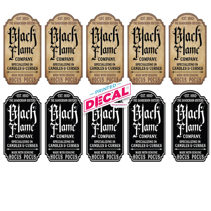 Printed Vinyl Pen Decals - Black Flame Candle | Decals from The Glitter Guy