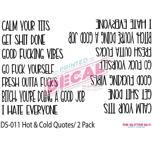 Printed Vinyl Pen Decals - Hot N Cold | Decals from The Glitter Guy