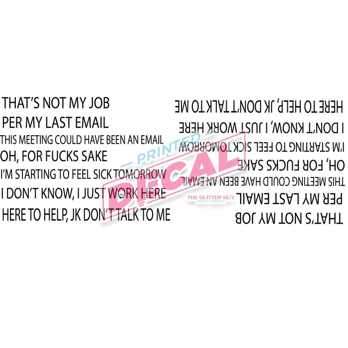Printed Vinyl Pen Decals - Office Quotes | Decals from The Glitter Guy