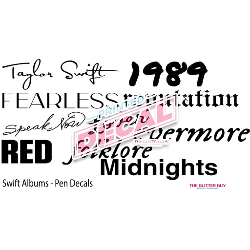 Printed Vinyl Pen Decals - Swift Album Pens | Decals from The Glitter Guy