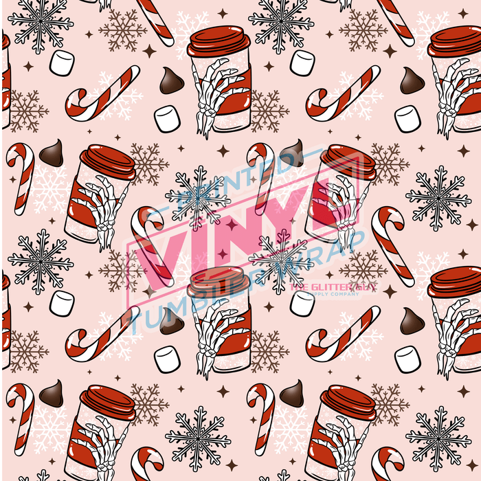 Printed Vinyl - Peppermint Mocha Skelly | Printed Vinyl from The Glitter Guy