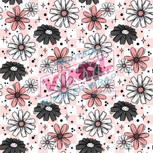 Printed Vinyl - Pink Grey Florals | from The Glitter Guy
