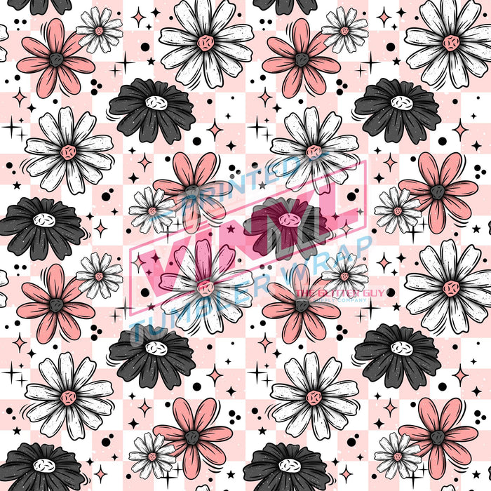 Printed Vinyl - Pink Grey Florals | from The Glitter Guy