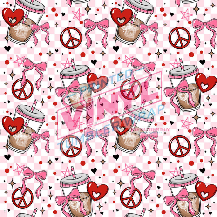Printed Vinyl - Pink Iced Coffee | Printed Vinyl from The Glitter Guy