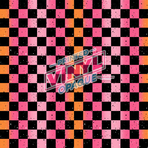 Printed Vinyl - Pink & Orange Checkered | from The Glitter Guy