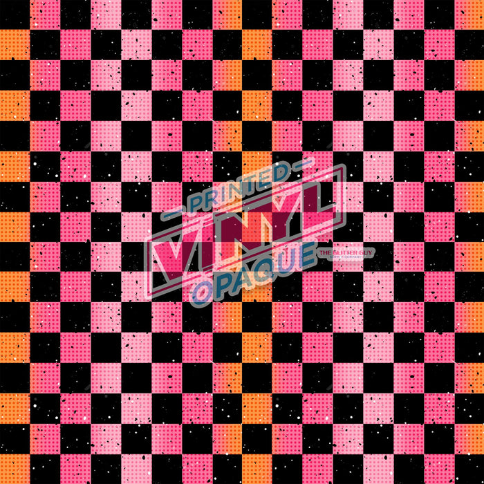 Printed Vinyl - Pink & Orange Checkered | from The Glitter Guy
