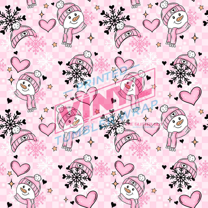 Printed Vinyl - Pink Snowmen | Printed Vinyl from The Glitter Guy