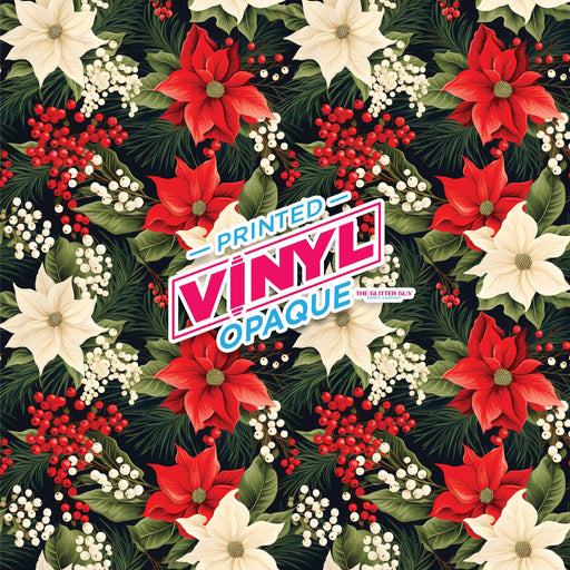 Printed Vinyl - Red and White Poinsettia | Printed Vinyl from The Glitter Guy