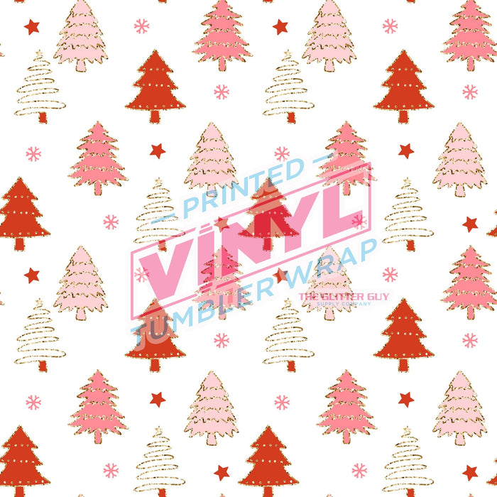 Printed Vinyl - Red & Pink Trees | Printed Vinyl from The Glitter Guy