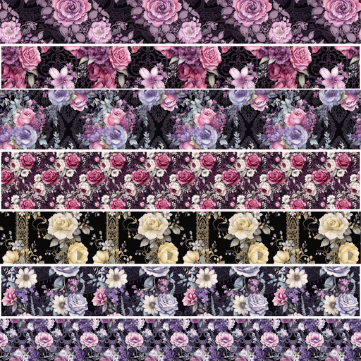 Printed Vinyl Stacked Stripes - Gothic Floral | Printed Vinyl from The Glitter Guy