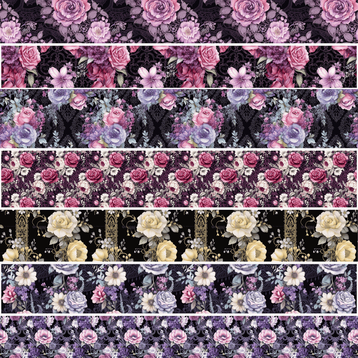 Printed Vinyl Stacked Stripes - Gothic Floral | Printed Vinyl from The Glitter Guy