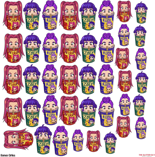 Ramen Girlies - Premade Gang Sheet | Gang Sheet from The Glitter Guy