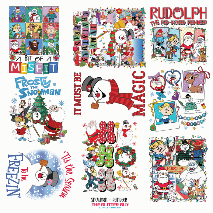 Snowman - Reindeer - Premade Gang Sheet | Gang Sheet from The Glitter Guy