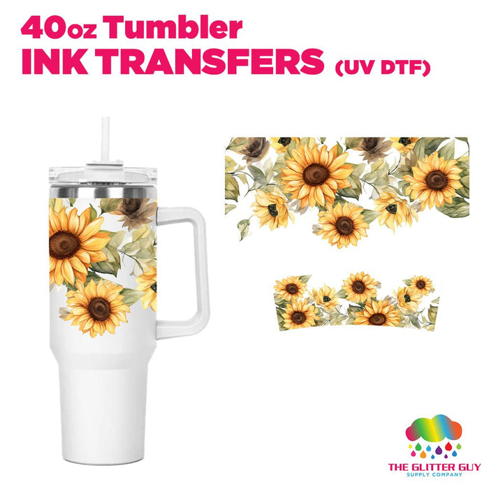 Sunflowers | 40oz Tumbler Wrap - Ink Transfers | UVDTF from The Glitter Guy