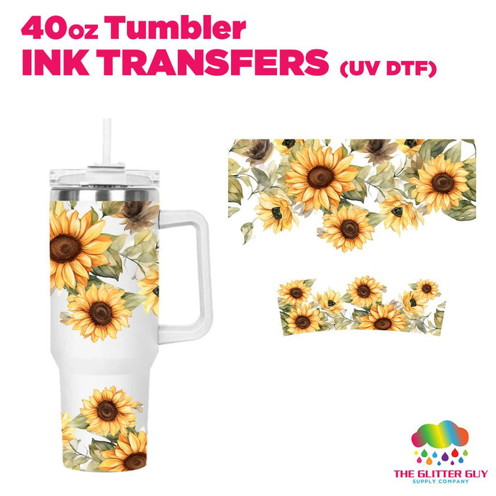 Sunflowers | 40oz Tumbler Wrap - Ink Transfers | UVDTF from The Glitter Guy