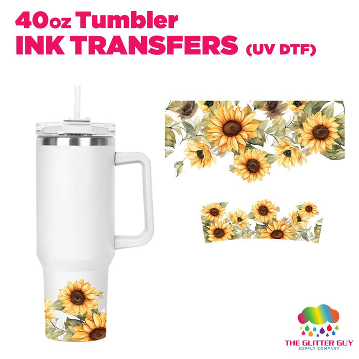 Sunflowers | 40oz Tumbler Wrap - Ink Transfers | UVDTF from The Glitter Guy