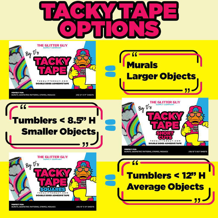 Tacky Tape - Squares [(10) 12" x 12" Double - Sided Adhesive Sheets Sheets Per Pack] | Tacky Tape from The Glitter Guy