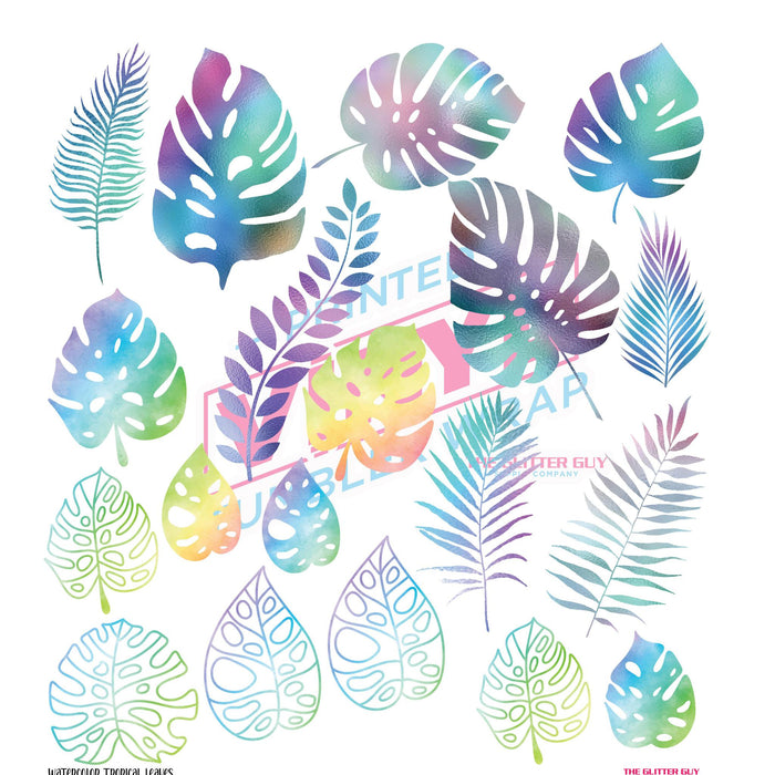 Watercolor Tropical Leaves - Premade Gang Sheet | Gang Sheet from The Glitter Guy