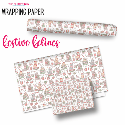 Wrapping Paper - Festive Felines | Printed Vinyl from The Glitter Guy
