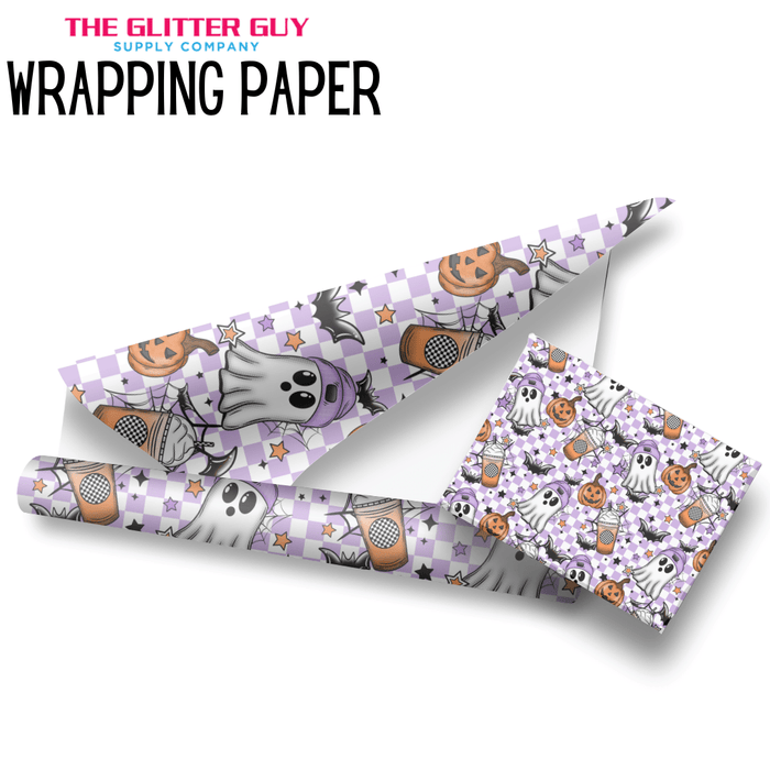 Wrapping Paper - Halloween Coffee Ghostie | Printed Vinyl from The Glitter Guy