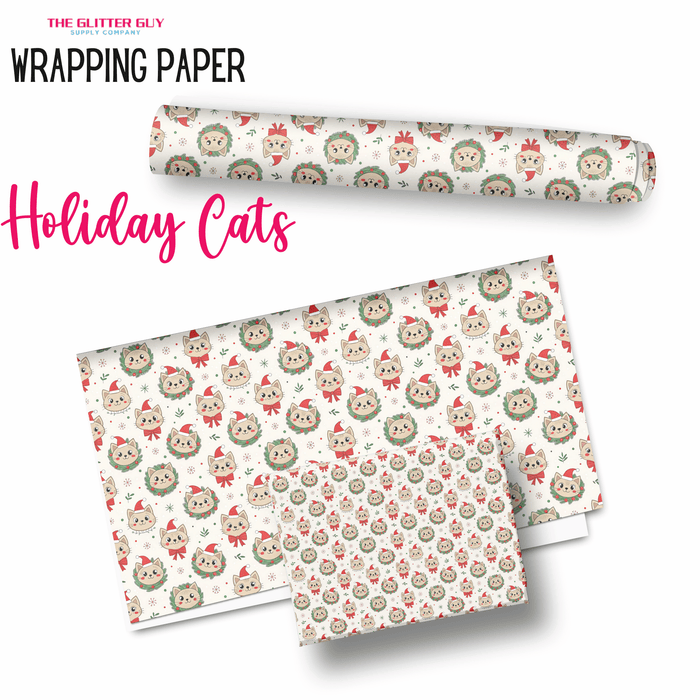Wrapping Paper - Holiday Cats | Printed Vinyl from The Glitter Guy