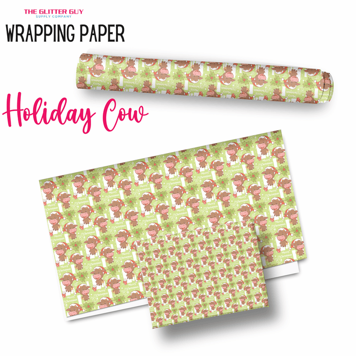 Wrapping Paper - Holiday Cow | Printed Vinyl from The Glitter Guy