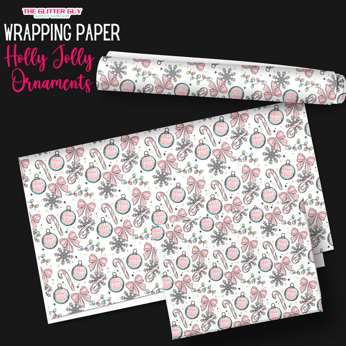 Wrapping Paper - Holly Jolly Ornaments | Printed Vinyl from The Glitter Guy