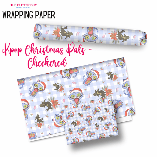 Wrapping Paper - K pop Christmas Pals Checkered | Printed Vinyl from The Glitter Guy