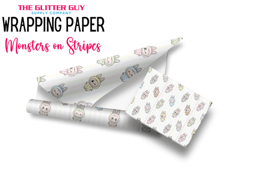 Wrapping Paper - Monsters On Stripes | Printed Vinyl from The Glitter Guy
