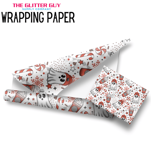 Wrapping Paper - Peppermint Coffee Ghostie | Printed Vinyl from The Glitter Guy