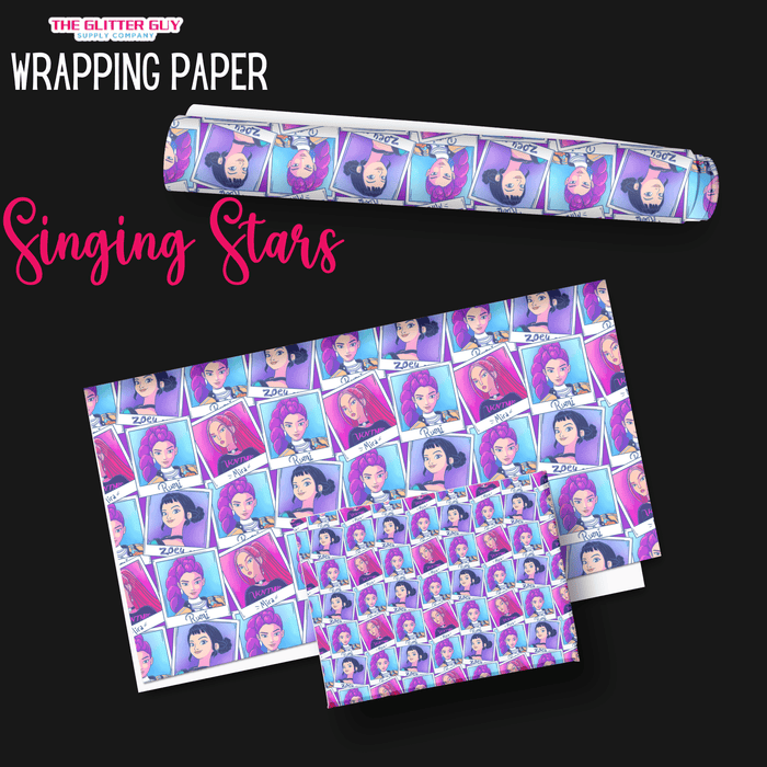 Wrapping Paper - Singing Stars | Printed Vinyl from The Glitter Guy