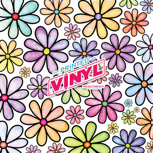 Printed Vinyl -  Daisy Doodles Pastel - The Glitter Guy