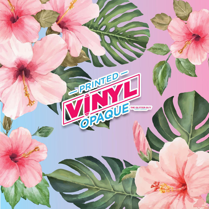 Printed Vinyl - Hibiscus Floral (Pink - Blue) - The Glitter Guy