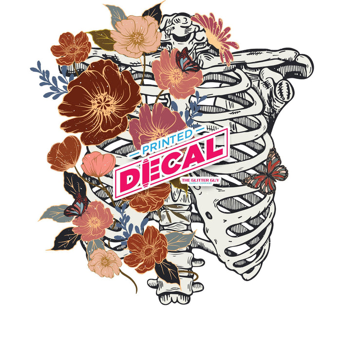 Printed Decal - Floral Ribcage