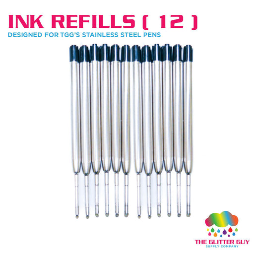 Stainless Steel Pen Ink Refills (12 Pack) - The Glitter Guy